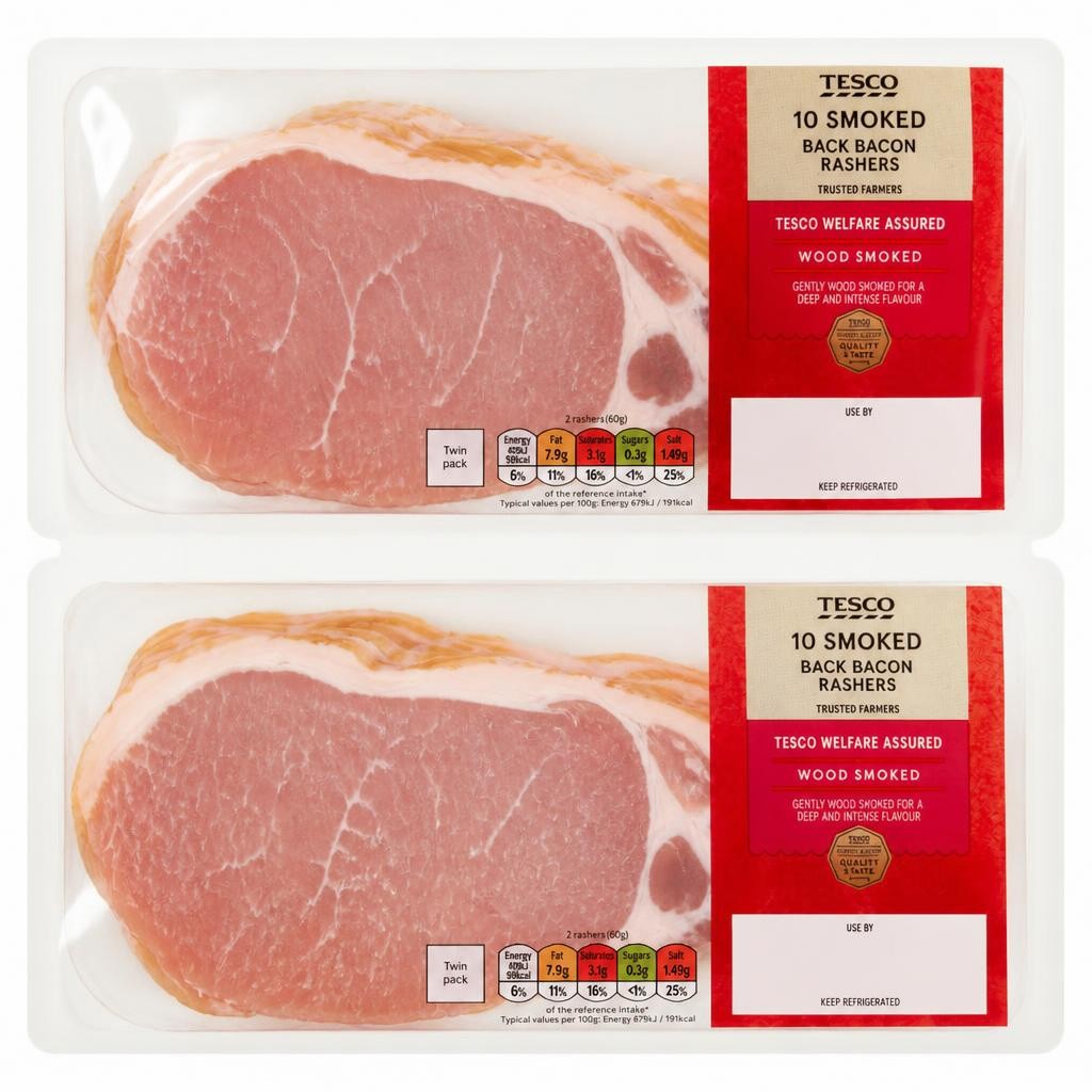 Tesco Smoked Back Bacon Rashers 2 x 10 600g