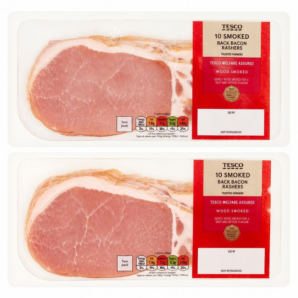 Tesco Smoked Back Bacon Rashers 2 x 10 600g