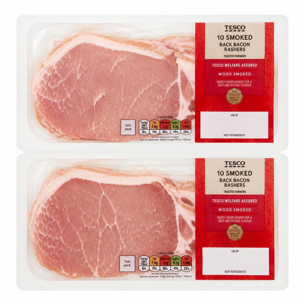 Tesco Smoked Back Bacon Rashers 2 x 10 600g