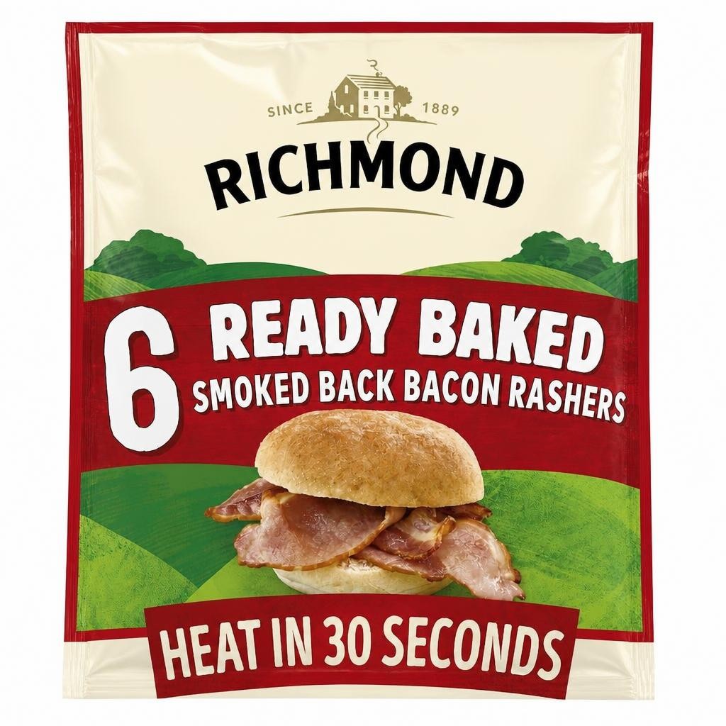 Richmond Ready Baked 6 Smoked Back Bacon Rashers 75g