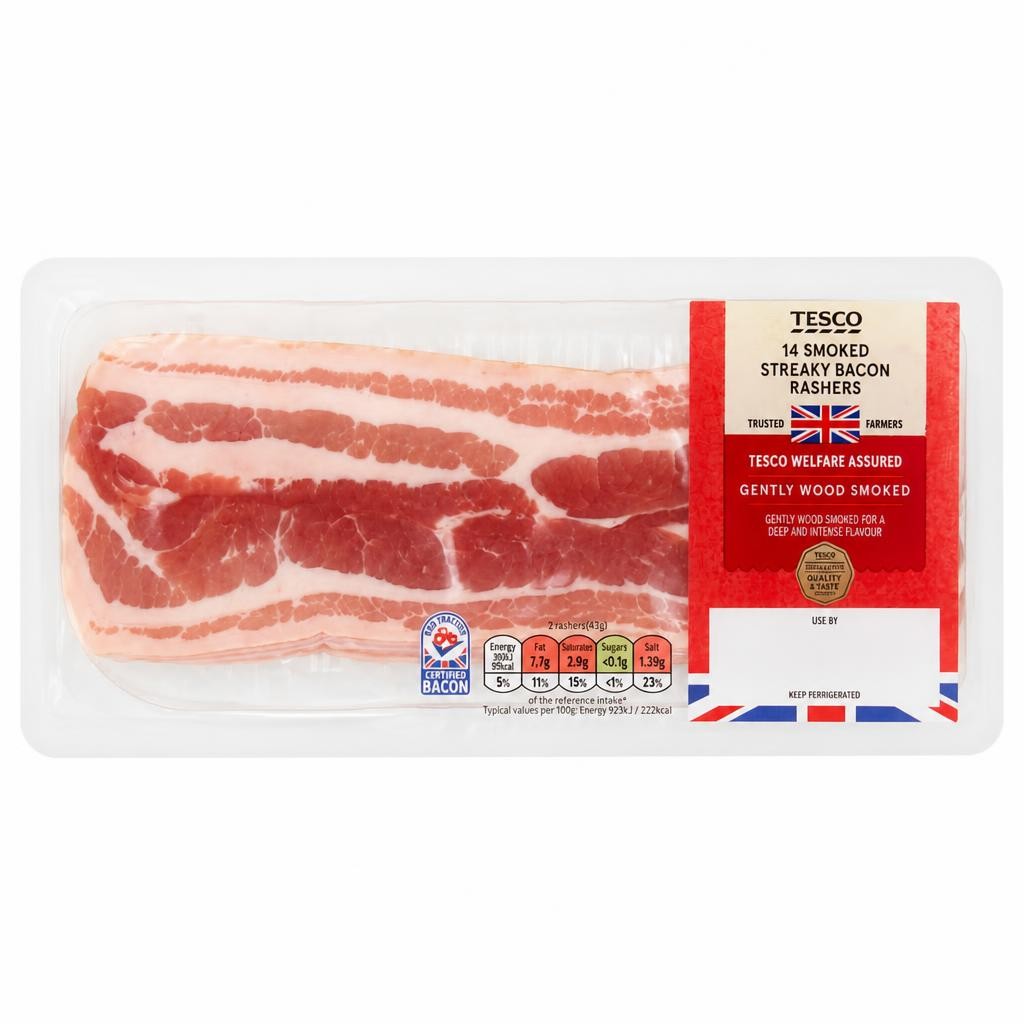 Tesco British 14R Smoked Streaky Bacon 300g