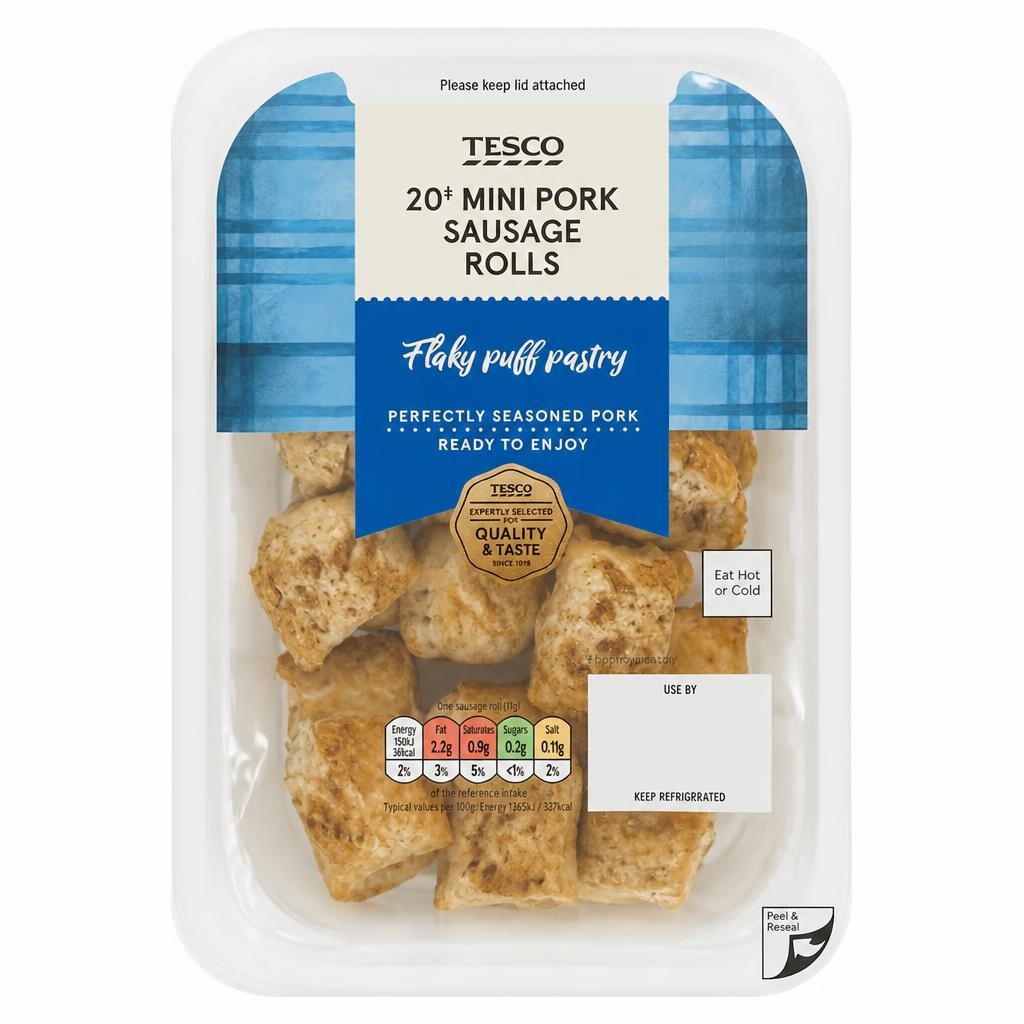 Tesco 20 Mini Pork  Sausage Rolls 220g