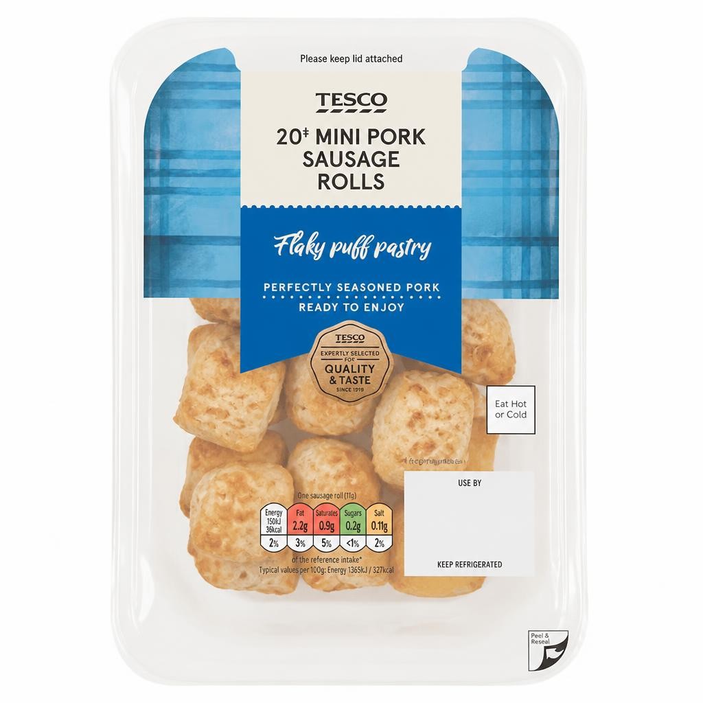 Tesco 20 Mini Pork  Sausage Rolls 220g