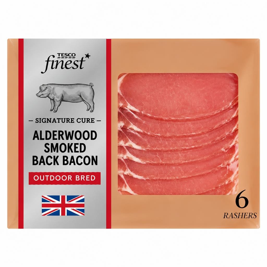 Tesco Finest Signature Cure 6 Alderwood Smoked Back Bacon 240g