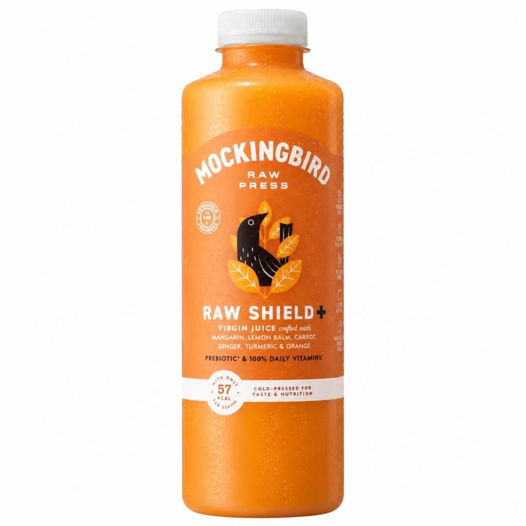 Mockingbird Raw Shield, Carrot, Orange, Ginger Juice with Vitamins 750ml