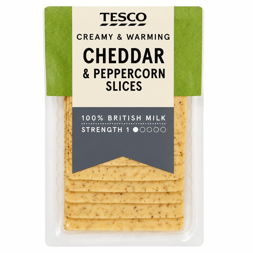 Tesco Cheddar and Peppercorn Slices 150g