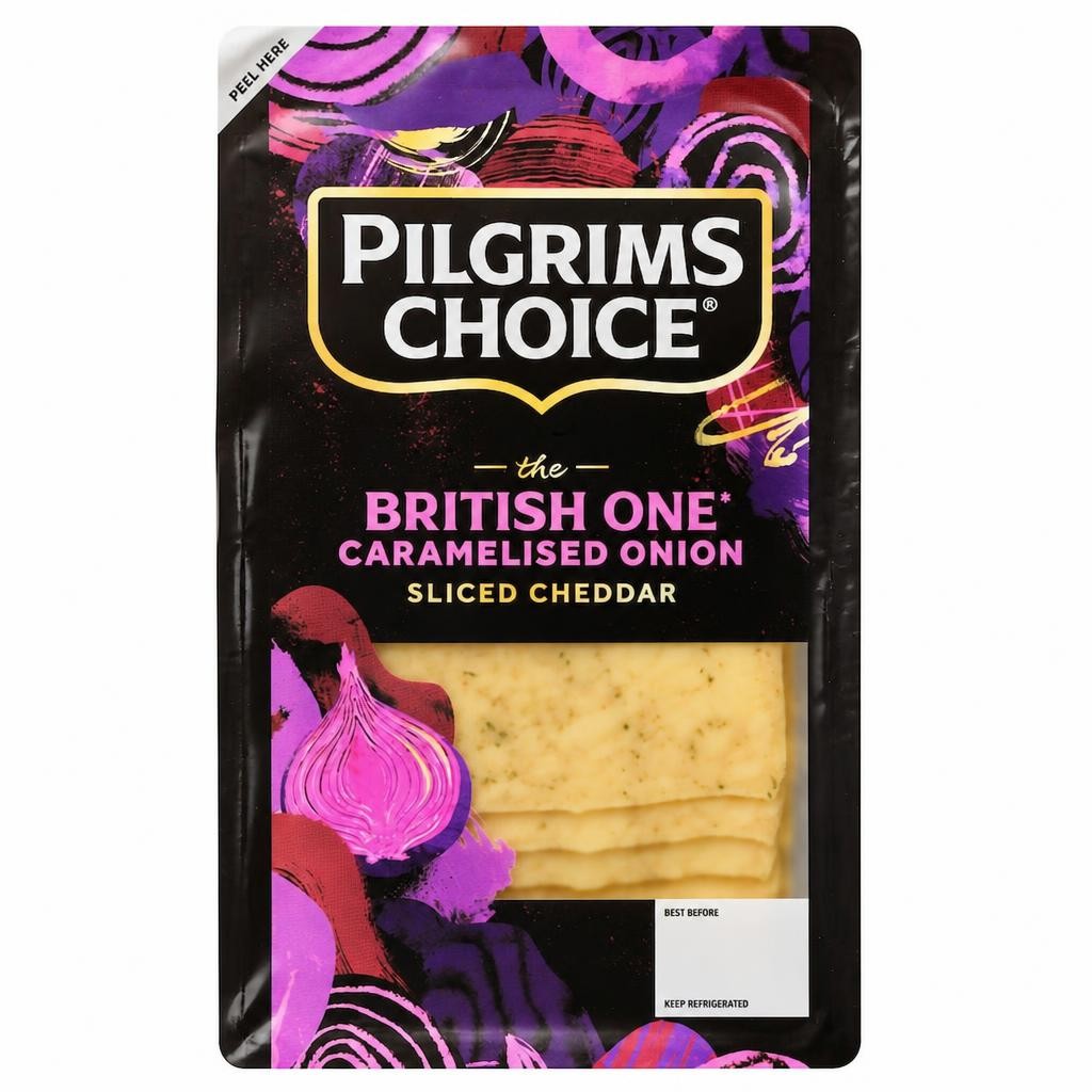 Pilgrims Choice The British One Caramelised Onion, Honey & Chives Sliced Cheese 150g