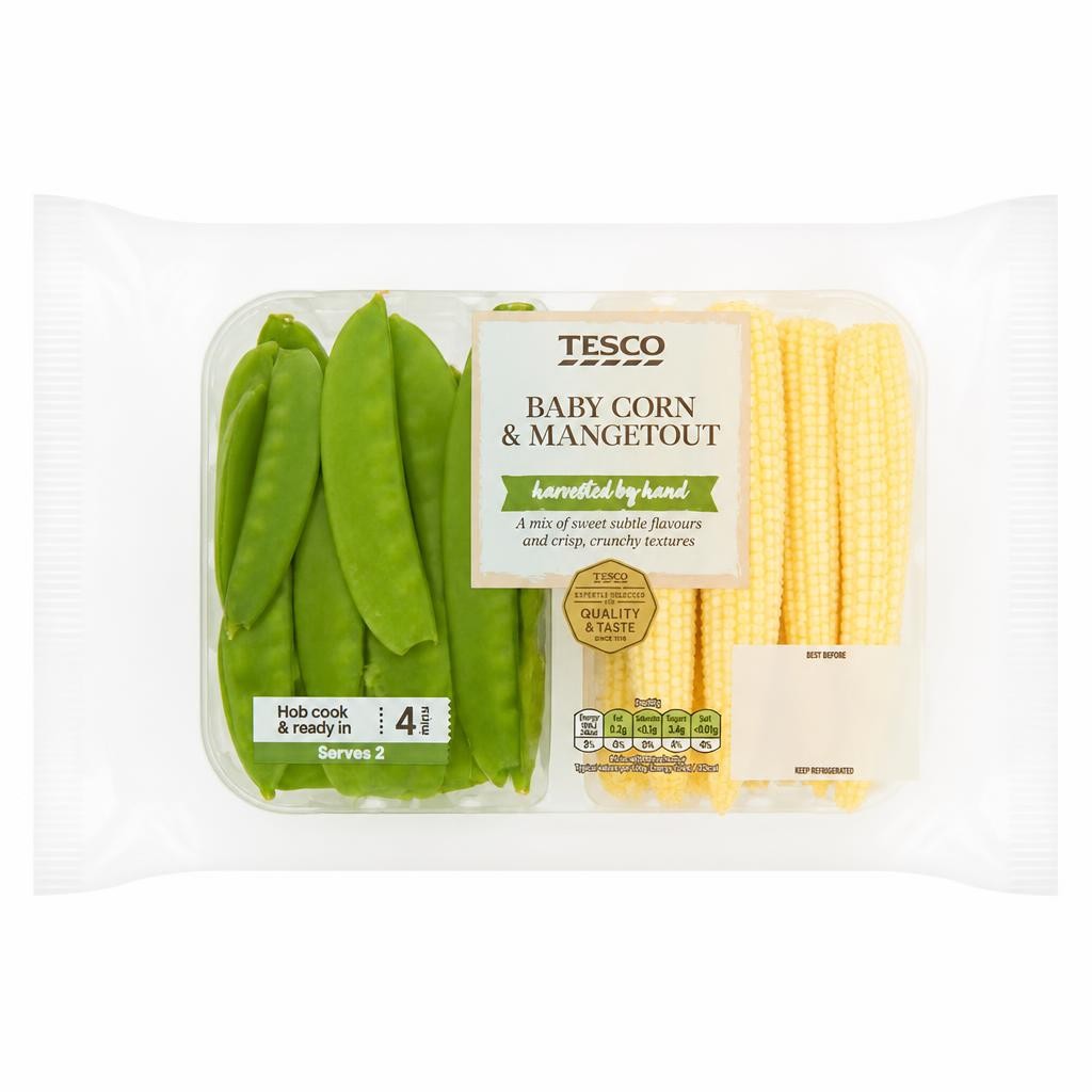 Tesco Baby Corn and Mangetout 190g