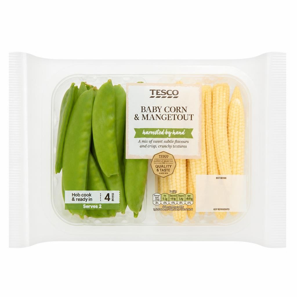 Tesco Baby Corn and Mangetout 190g