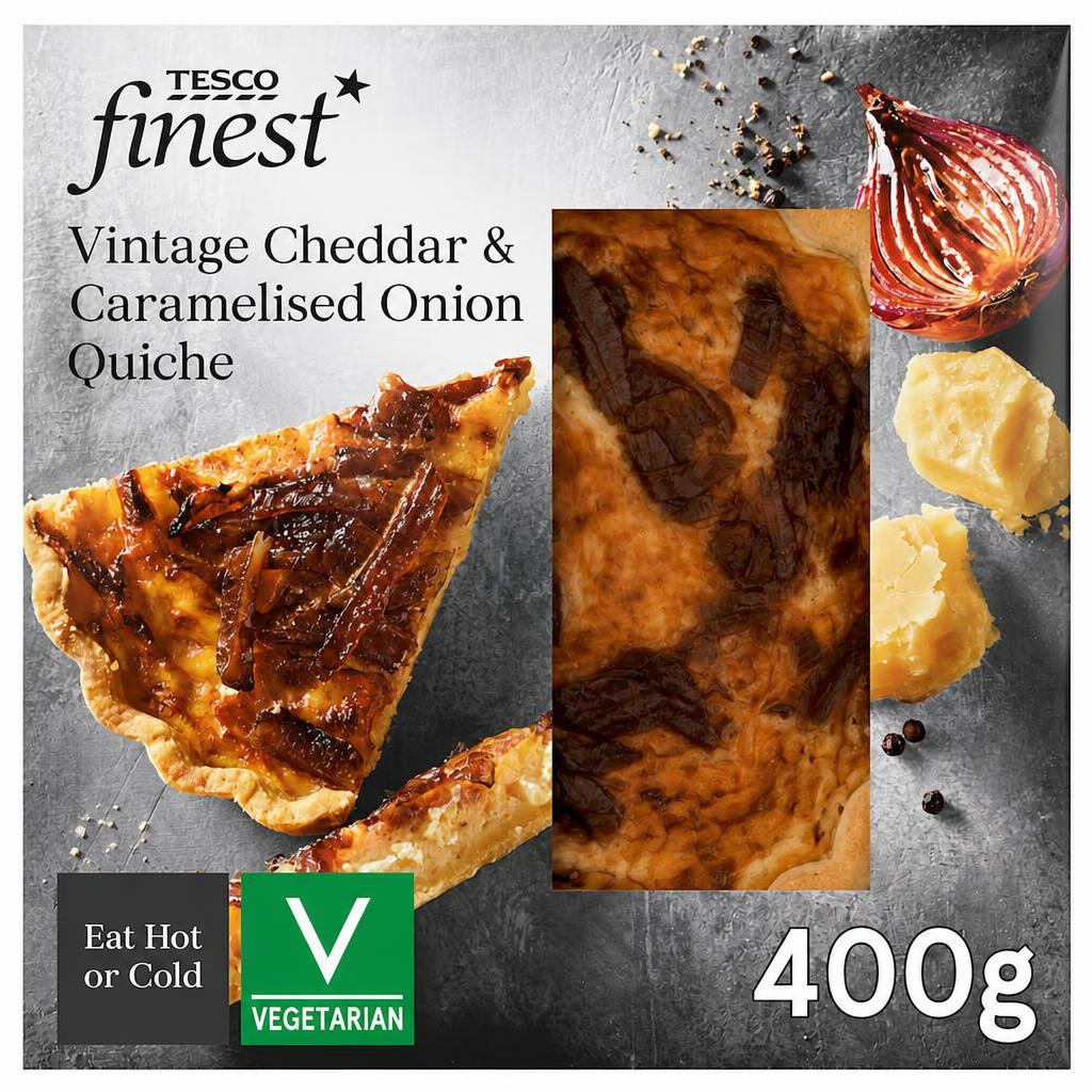 Tesco Finest Vintage Cheddar & Caramelised Onion Quiche 400g