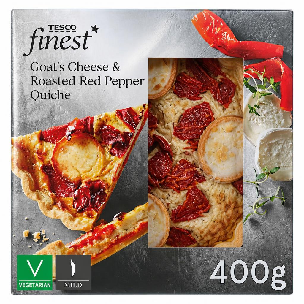 Tesco Finest Goat's Cheese & Roasted Red Pepper Quiche 400g