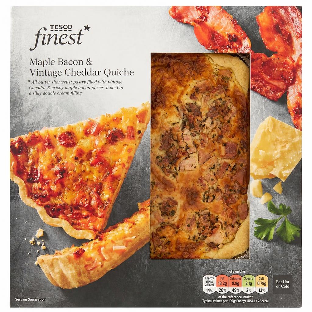 Tesco Finest Maple Bacon & Vintage Cheddar Quiche 400g