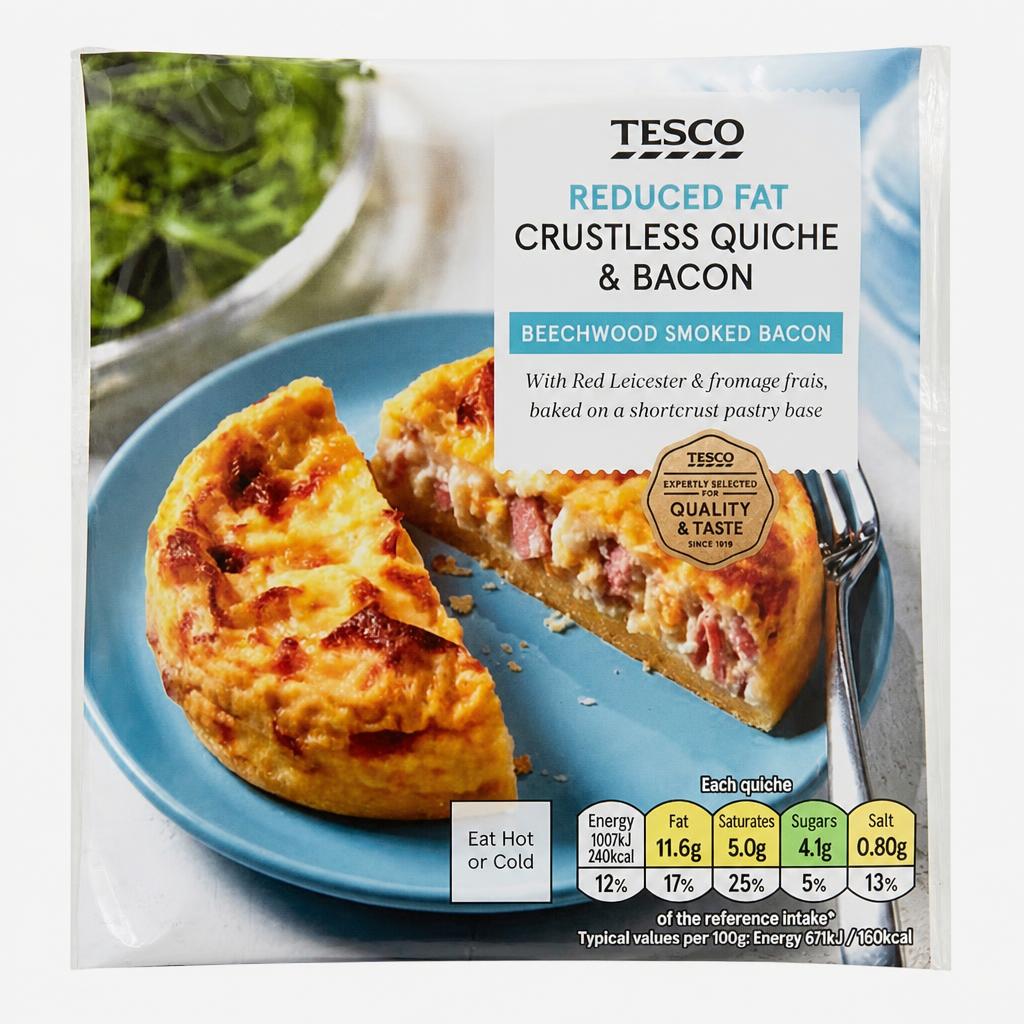 Tesco Reduced Fat Crustless Cheddar & Bacon Quiche 150G