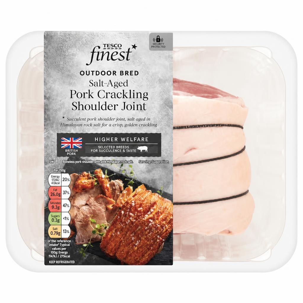 Tesco Finest British S/A Crackling Pork Rib Eye Shoulder Roast 800G-1.2Kg