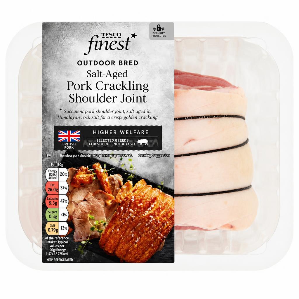 Tesco Finest British S/A Crackling Pork Rib Eye Shoulder Roast 800G-1.2Kg