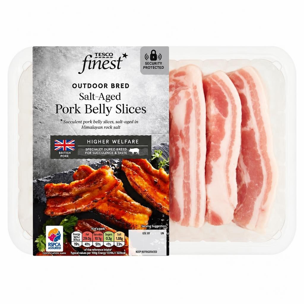 Tesco Finest British S/A Pork Belly Slices 500G