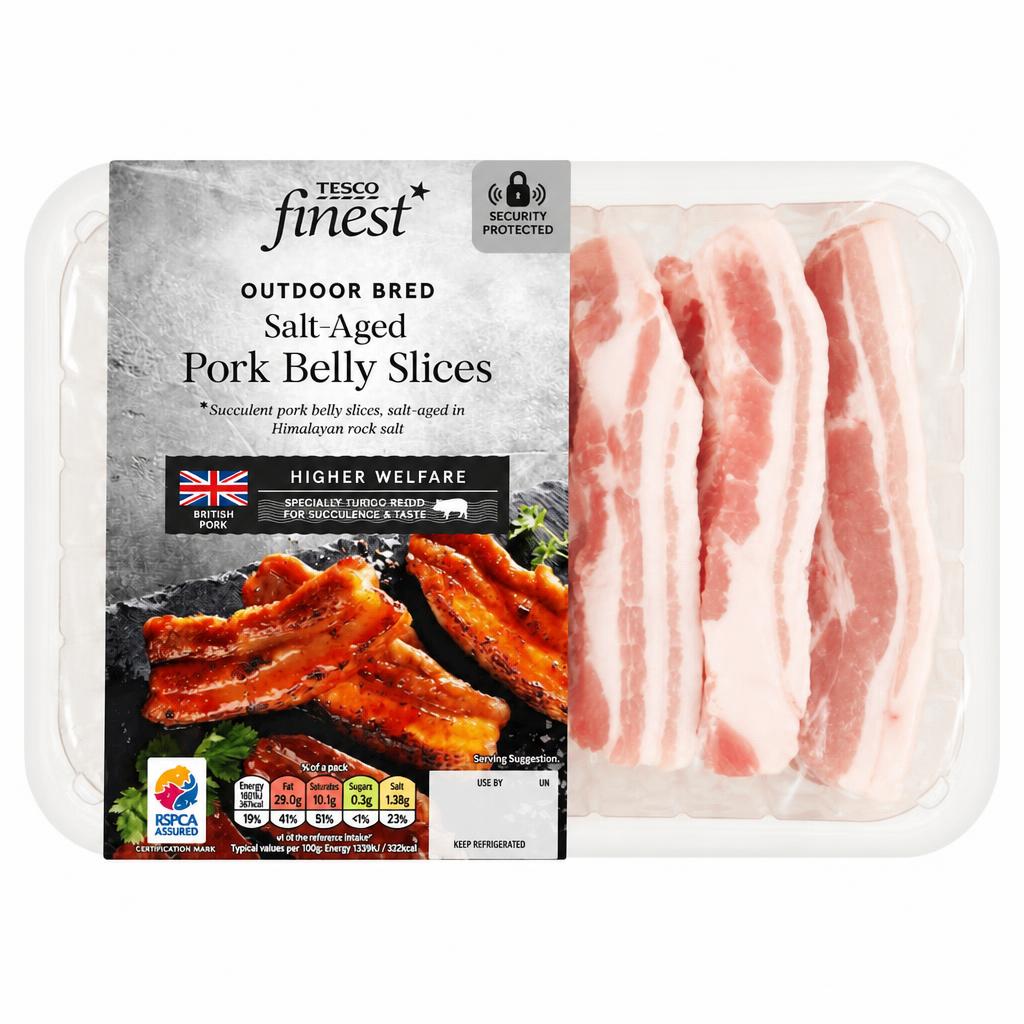 Tesco Finest British S/A Pork Belly Slices 500G