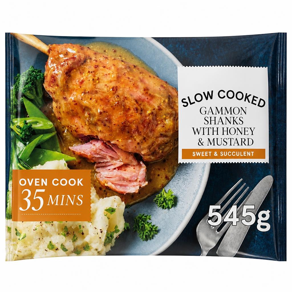 Tesco Slow Cooked Gammon Shanks Honey And Mustard 545G