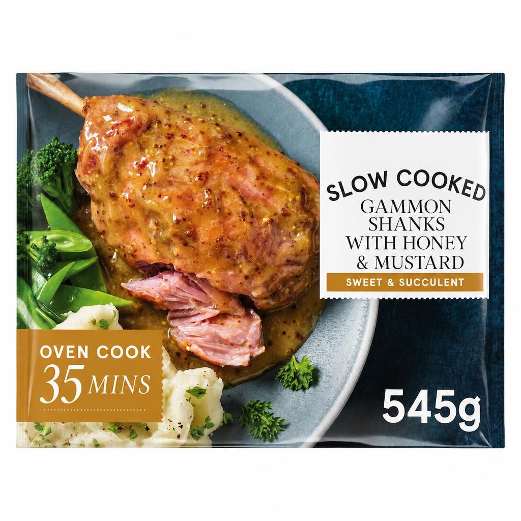 Tesco Slow Cooked Gammon Shanks Honey And Mustard 545G
