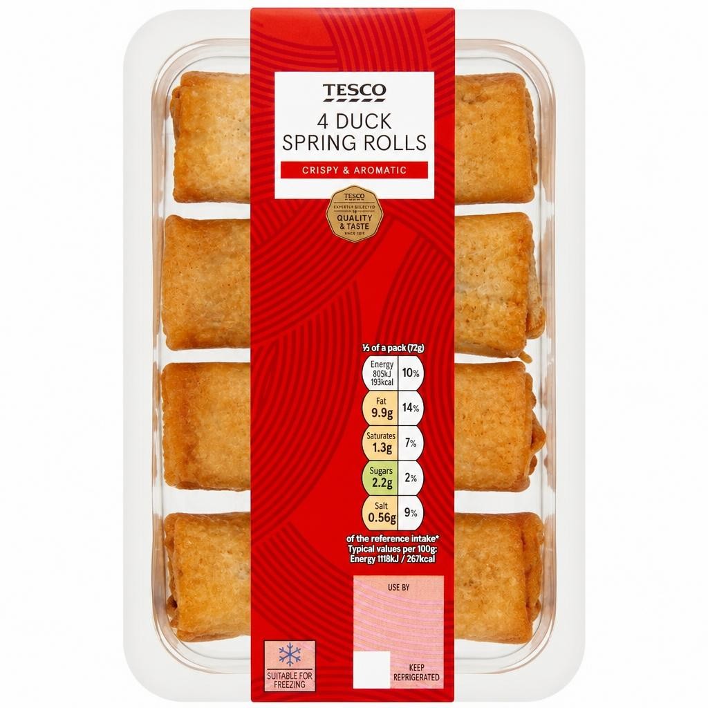 Tesco 4 Duck Spring Rolls 141g