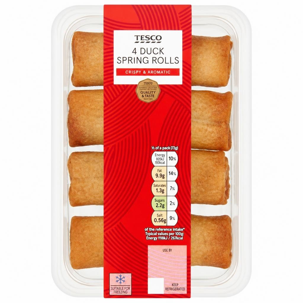 Tesco 4 Duck Spring Rolls 141g
