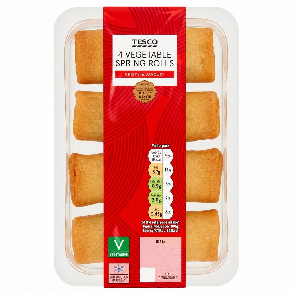 Tesco 4 Vegetable Spring Rolls 144g