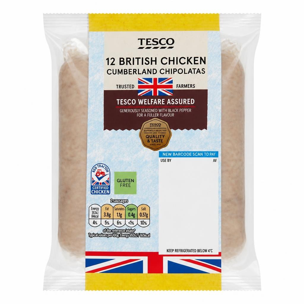 Tesco 12 Cumberland Chicken Chipolatas 375g