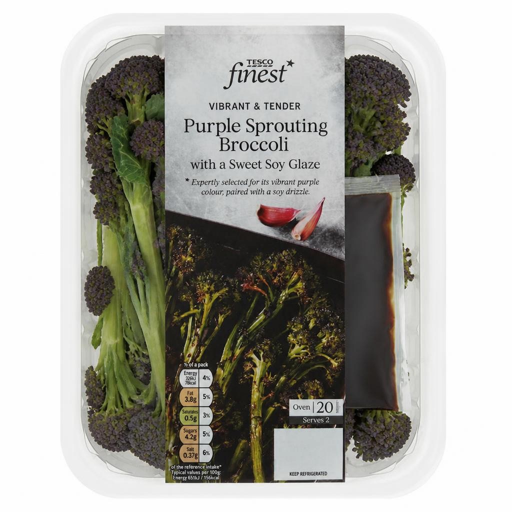 Tesco Finest Purple Sprouting Broccoli with Soy Glaze 210g