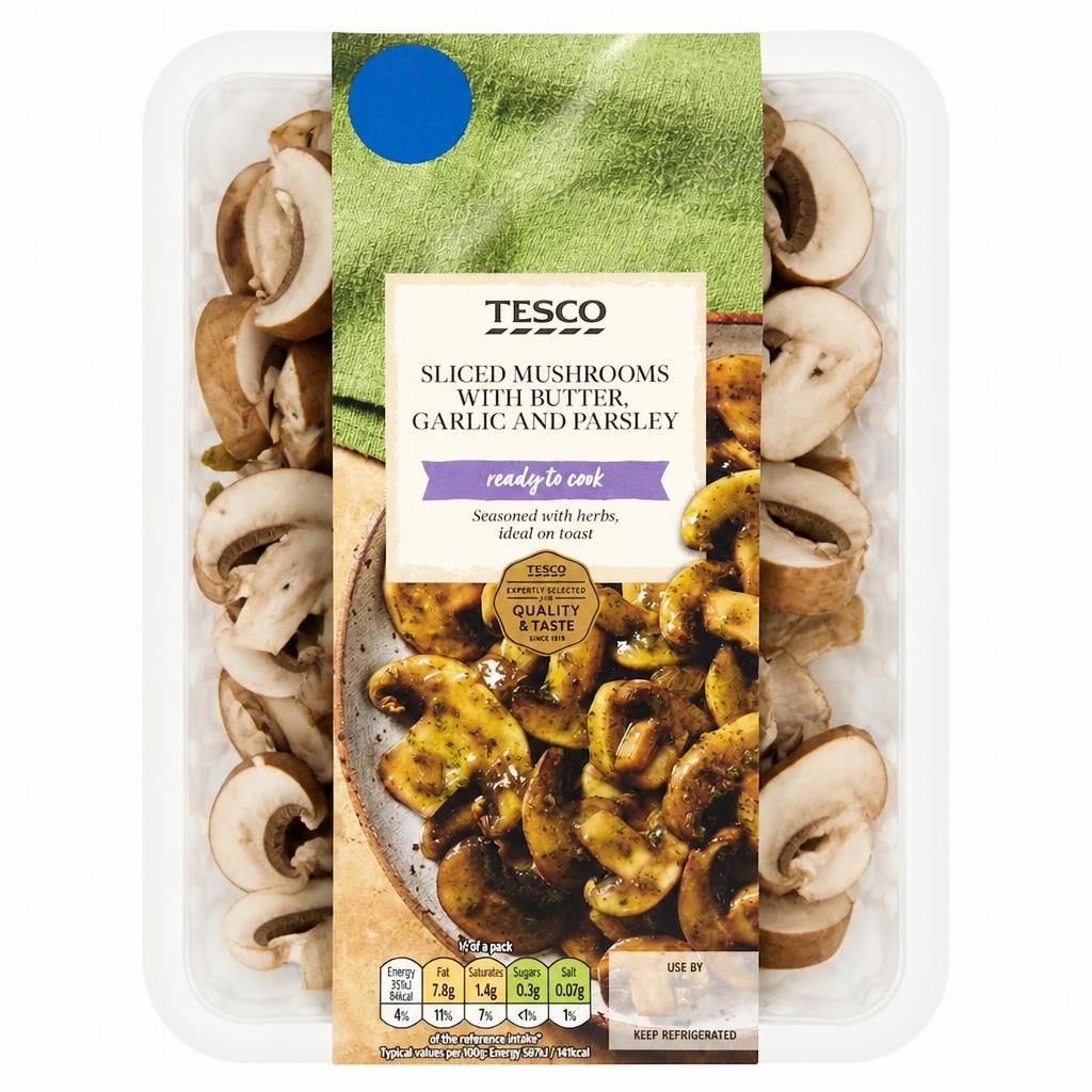 Tesco Sliced Mushrooms with Butter Garlic & Parsley 200g