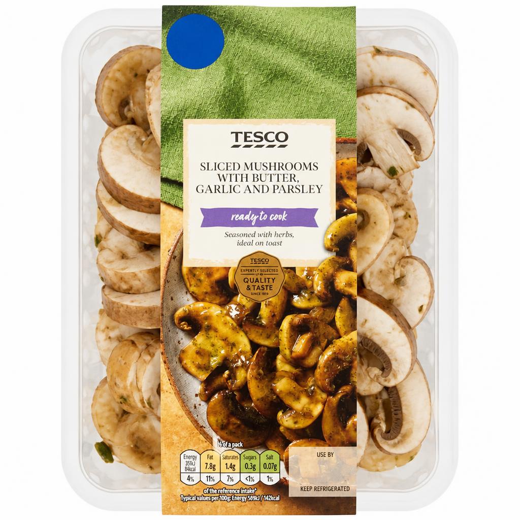 Tesco Sliced Mushrooms with Butter Garlic & Parsley 200g