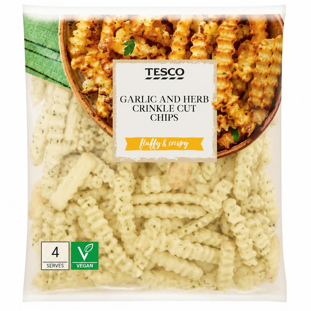 Tesco Garlic and Herb Crinkle Cut Chips 500g