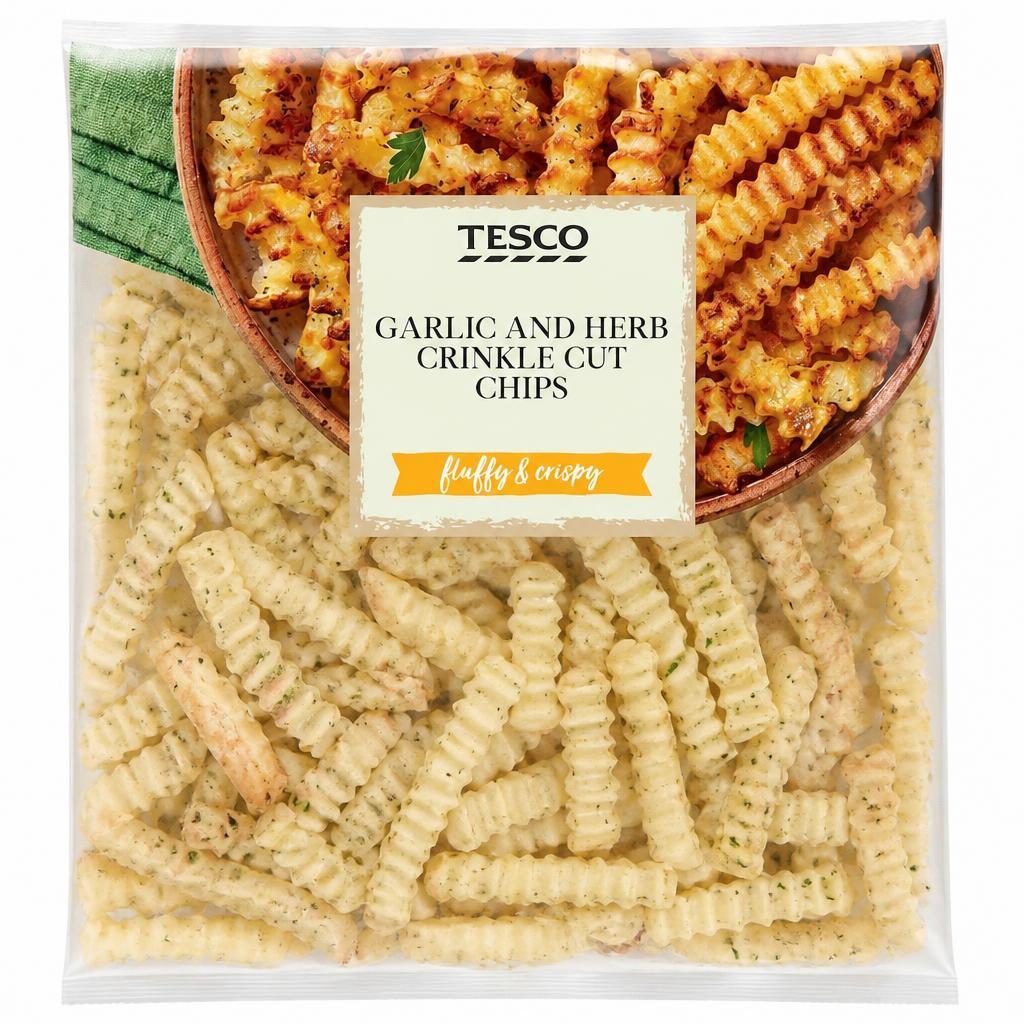 Tesco Garlic and Herb Crinkle Cut Chips 500g