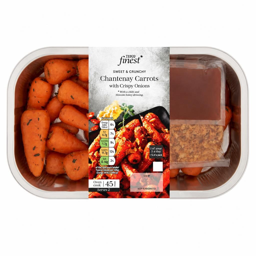 Tesco Finest Roasting Chantenay Carrots with Hot Honey & Crispy Onions 350g