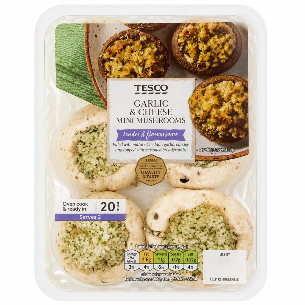 Tesco 6 Mini Garlic Stuffed Mushrooms 185g