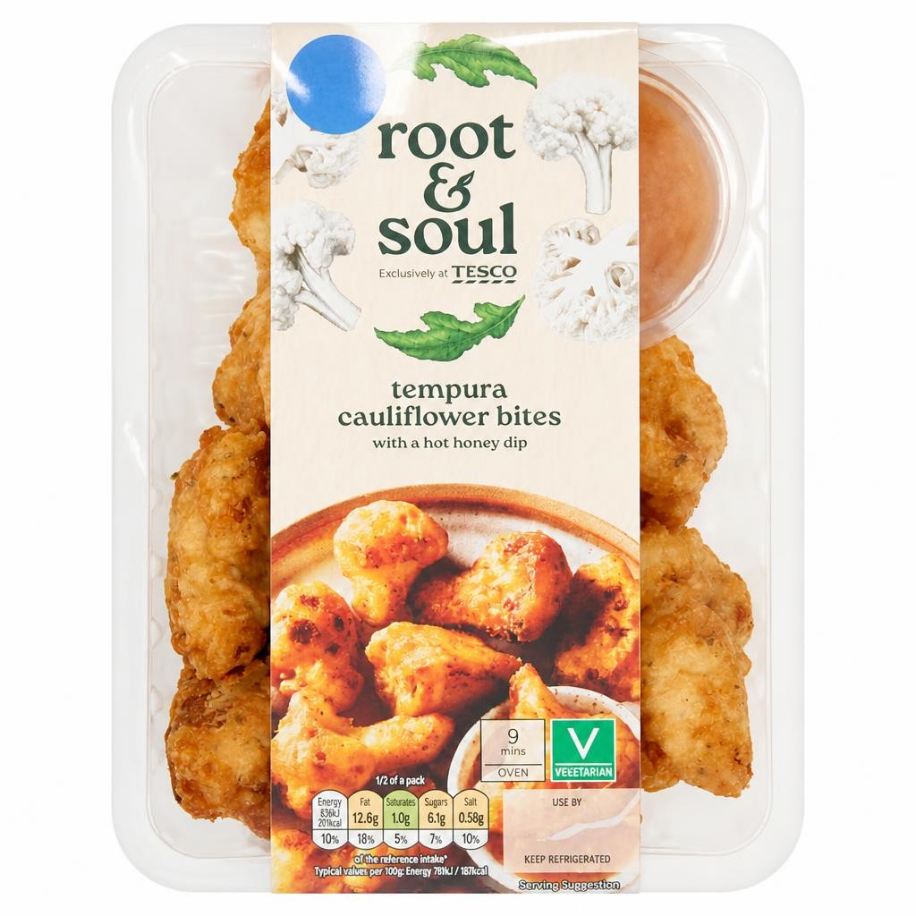 Root and Soul Tempura Cauliflower Bites with a Hot Honey Dip 230g