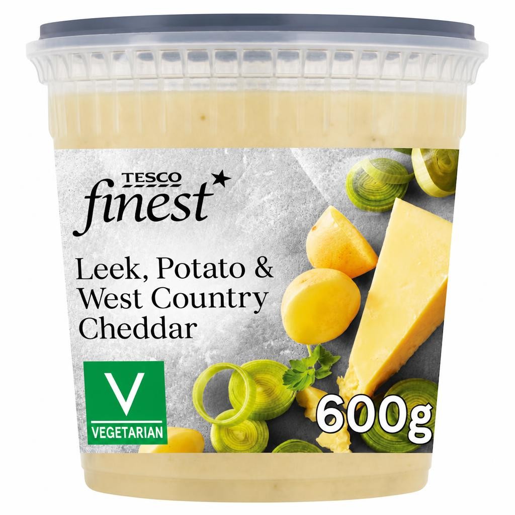 Tesco Finest Leek Potato & West Country Cheddar Soup 600G
