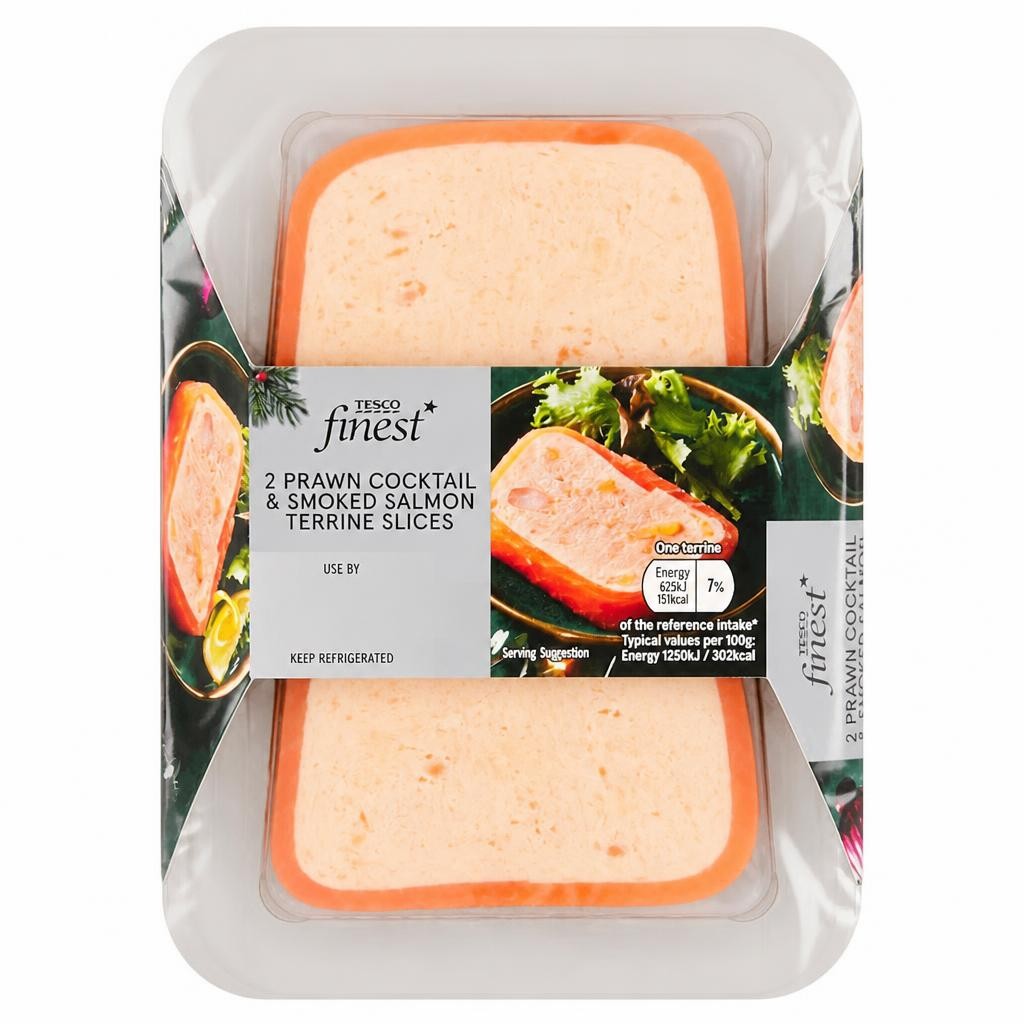 Tesco Finest 2 Prawn Cocktail and Smoked Salmon Terrine Slices 100g