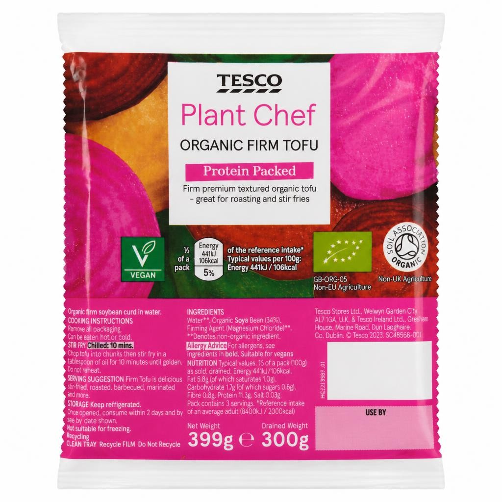 Tesco Plant Chef Organic Firm Tofu 399g