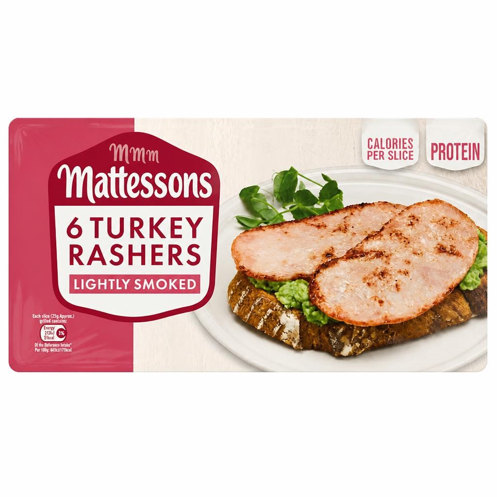 Mattessons 6 Turkey Rashers Lightly Smoked 150g