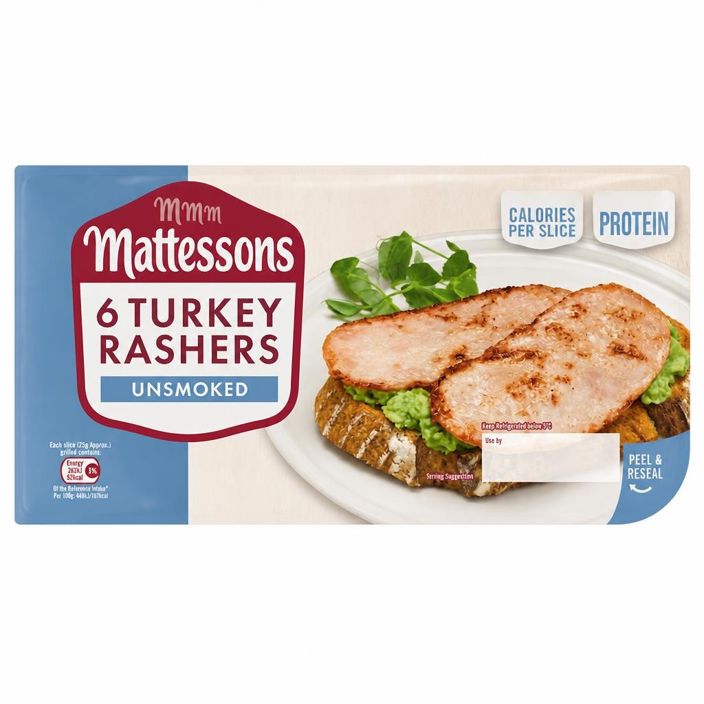 Mattessons 6 Unsmoked Turkey Rashers 150g