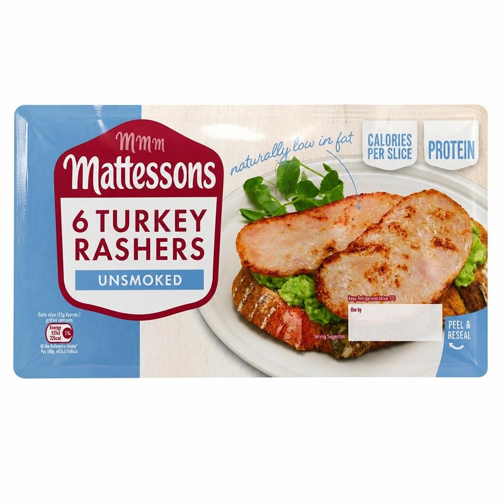 Mattessons 6 Unsmoked Turkey Rashers 150g