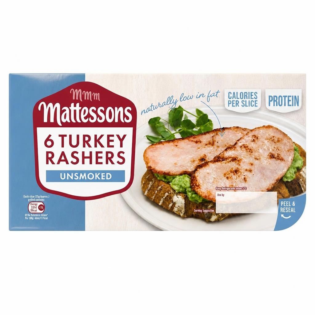 Mattessons 6 Unsmoked Turkey Rashers 150g