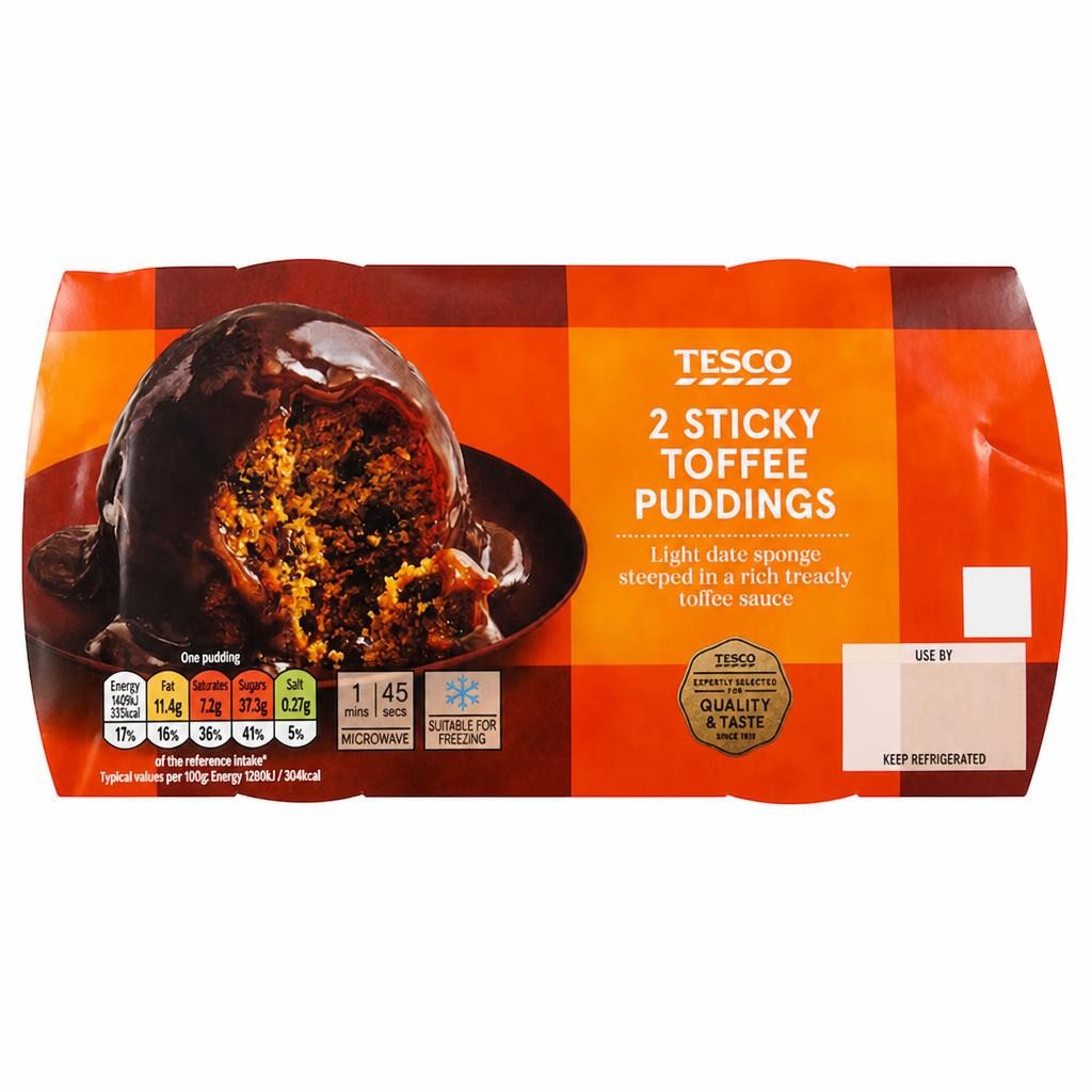 Tesco 2 Sticky Toffee Puddings 220g