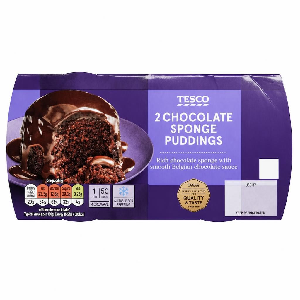 Tesco Chocolate Sponge Puddings 2 Pack 210g