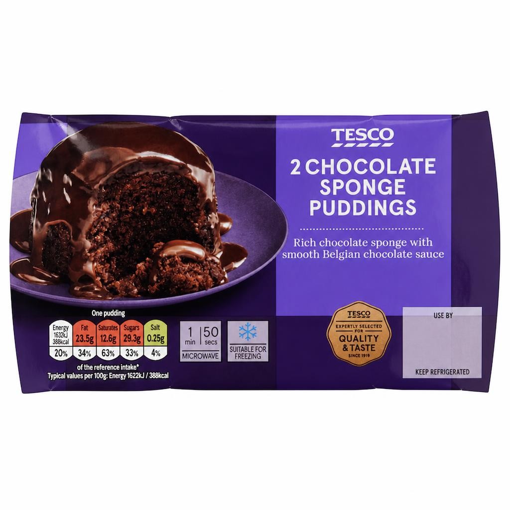 Tesco Chocolate Sponge Puddings 2 Pack 210g