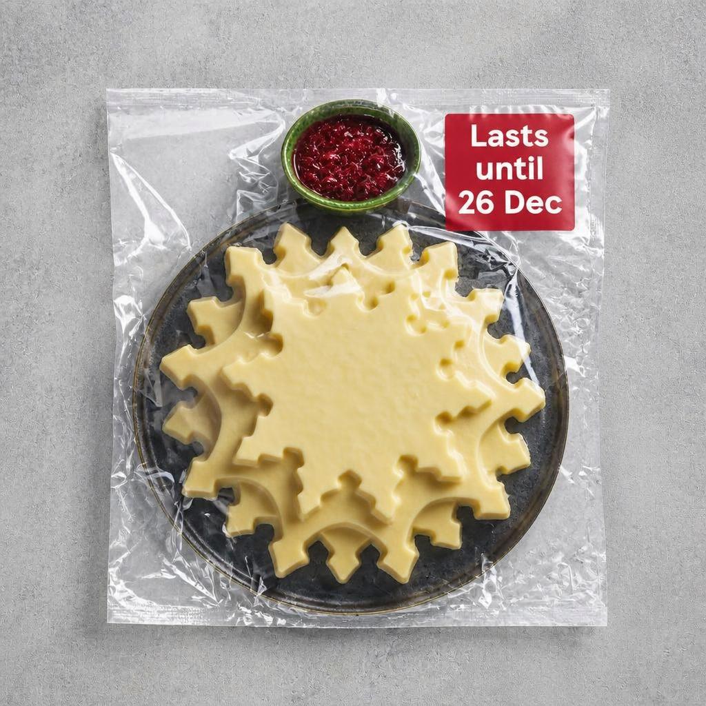 76. Tesco Finest Winter Berry Panna Cotta Snowflake 629g (Serves 8)