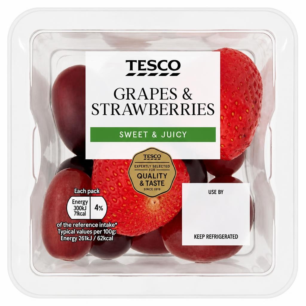 Tesco Grapes & Strawberries 115G