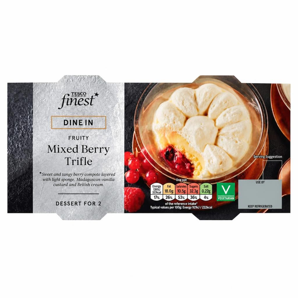 Tesco Finest Dine In Mixed Berry Trifles 2x150G