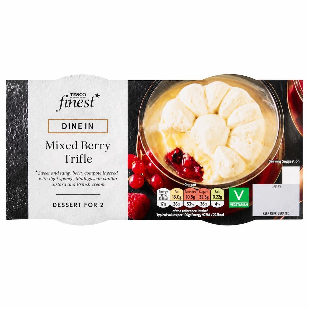 Tesco Finest Dine In Mixed Berry Trifles 2x150G