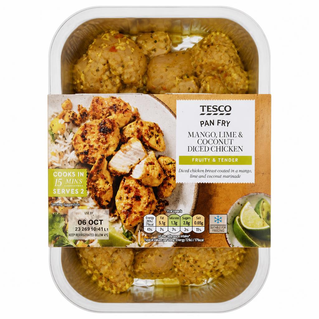 Tesco Mango, Lime & Coconut Diced Chicken 300G